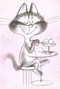 Eine Eis essende Katze aus Kronstadt (Russland)