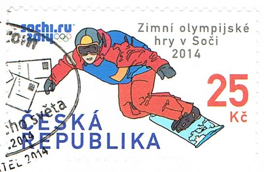 Briefmarke zur Erinnerung an die olympischen Winterspiele in Sotschi