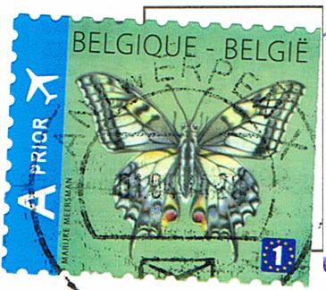 Ein Schmetterling - Briefmarke aus Belgien