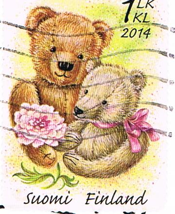 Teddybären auf einer Briefmarke aus Finnland
